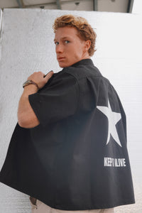 Keep It Alive Boxy Oversized Polo — Midnight